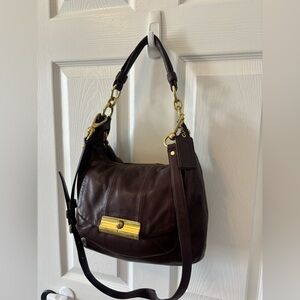 Coach Kristin Deep Burgundy Brown Handbag Shoulder Bag Hobo Leather *see photos*